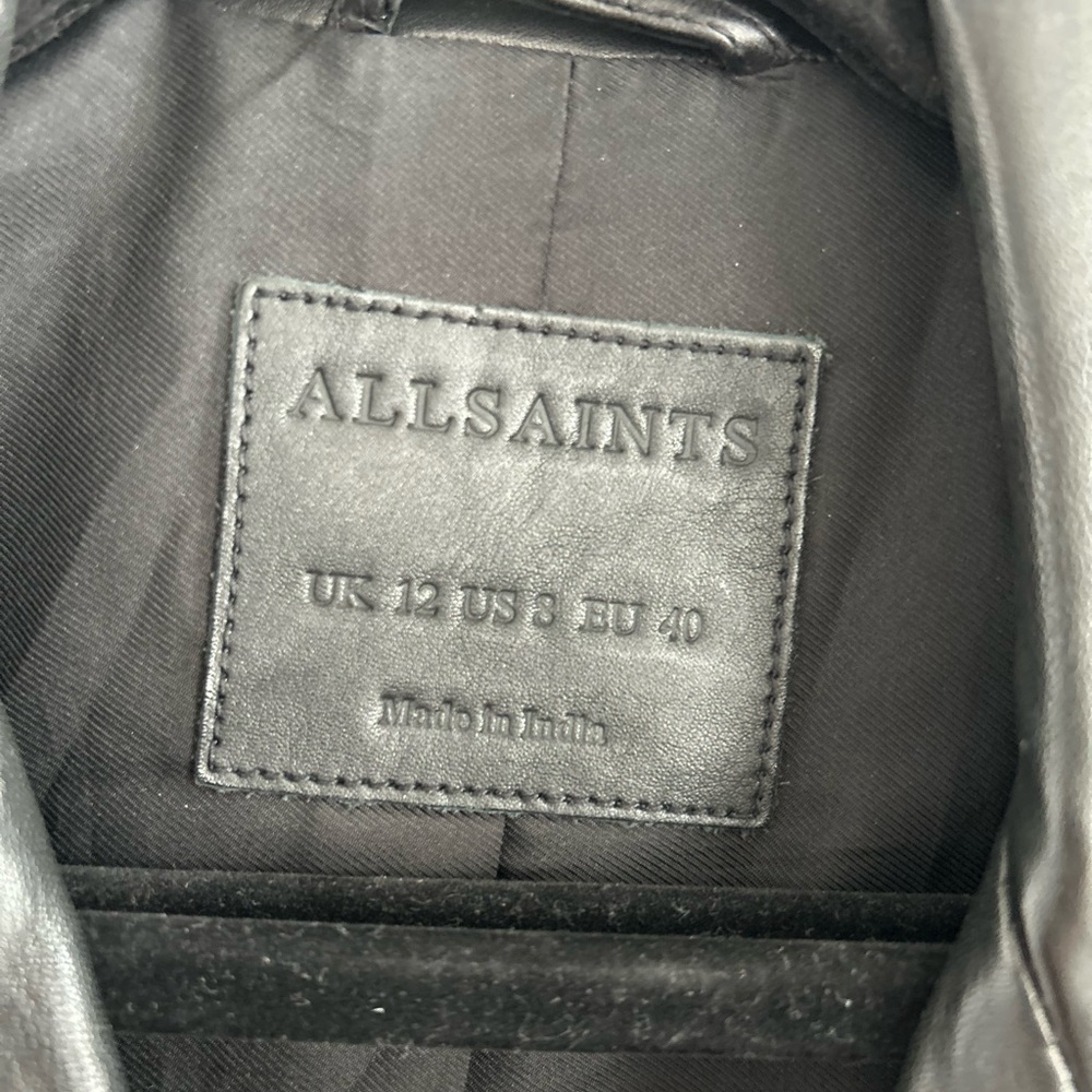 All Saints Black Dalby Leather Jacket - Picture 3 of 5